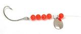 Sea Striker Snelled WG 12" Nickel Spinner Red Bead